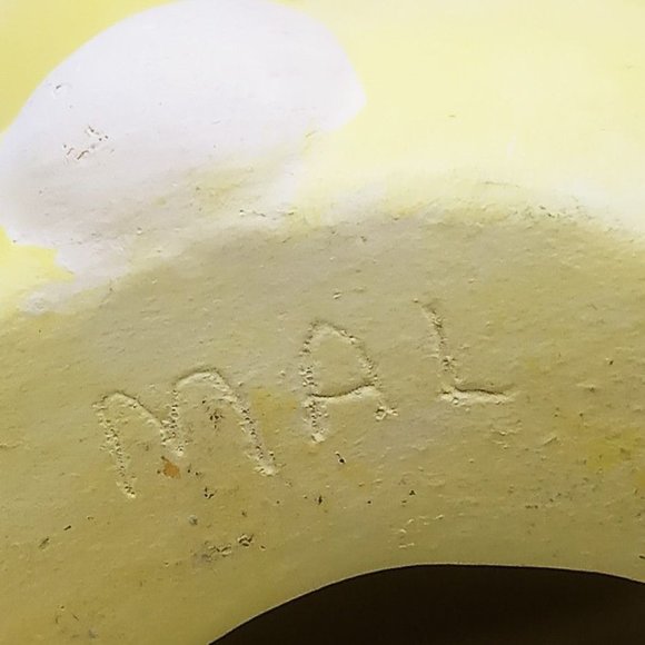 Decorative Ceramic Free Standing Rabbit Yellow Green White Design Green Bow - Picture 8 of 12